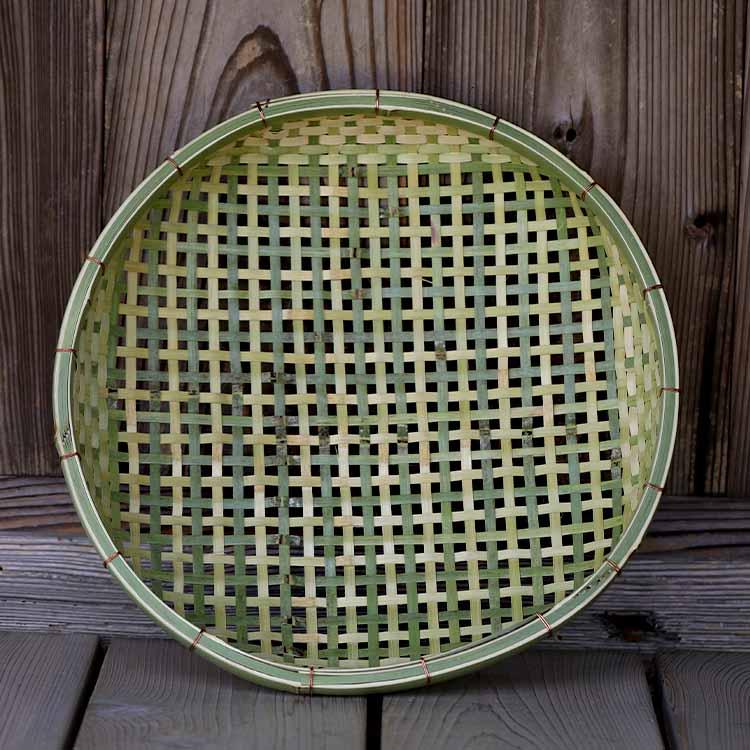 ☆竹虎　新品・国産四ツ目編み竹ざる ☆竹ざる・40cm・梅干し・干し野菜・干物 国産 日本製）四ツ目竹ざる 40cm 竹笊 竹ザル 通気性 梅干し