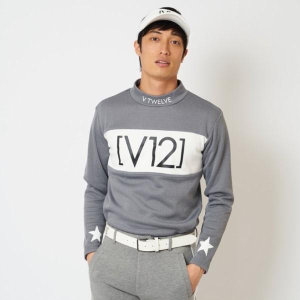 V12 ゴルフ モックネック シャツ 長袖 メンズ ハイネック モックシャツ 