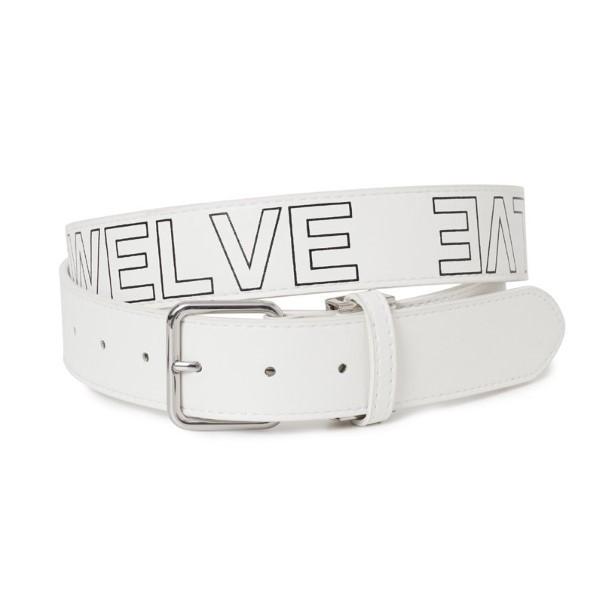 V12 ゴルフ ベルト メンズ レディース 合成皮革 ロゴ サイズ調整可能 ホワイト 白 ブランド レア V Bl04 Golf 日本製