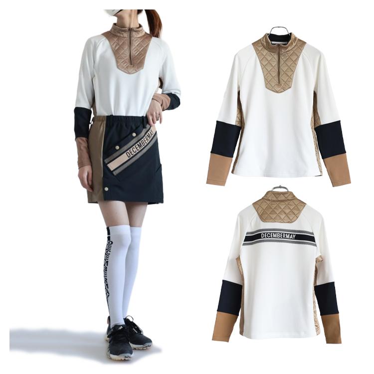 ディセンバーメイ ゴルフ フリース レディース ハーフジップ 長袖 ハイネック ミドル丈 トップス ブルゾン 蓄熱 保温 UVケア ストレッチ キルティング ゴルフウェア ブランド DECEMBERMAY 2-212-0136 ディセンバーメイ ゴルフ フリース レディース ハーフジップ 長袖