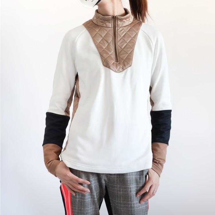 ディセンバーメイ ゴルフ フリース レディース ハーフジップ 長袖 ハイネック 保温 UVケア ストレッチ ゴルフウェア ブランド DECEMBERMAY 2-212-0136の画像