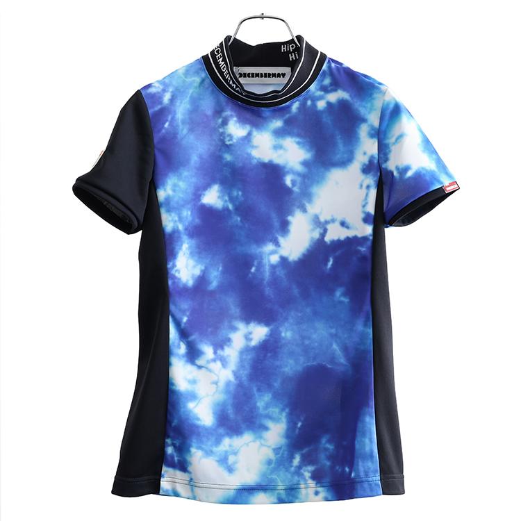 ディセンバーメイ ゴルフ モックシャツ レディース 半袖 ハイネック 接触冷感 UVカット タイダイ柄 春 夏 秋 ゴルフウェア ブランド 2-305-0114 ディセンバーメイ ゴルフ モックシャツ レディース 半袖 ハイネック