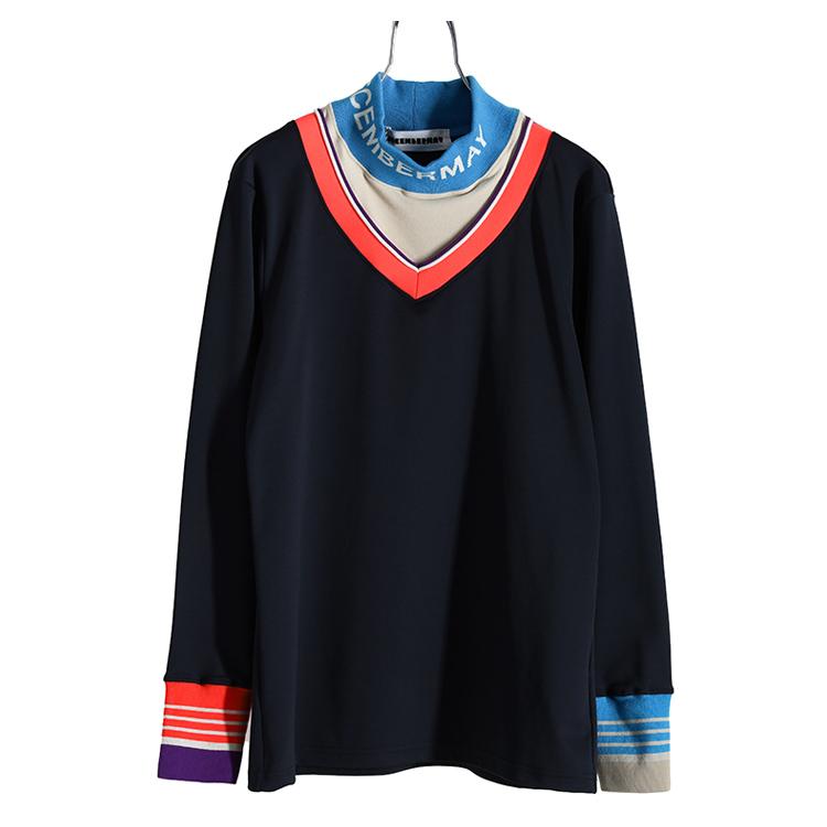 ディセンバーメイ ゴルフ モックシャツ メンズ 長袖 保温 ニット