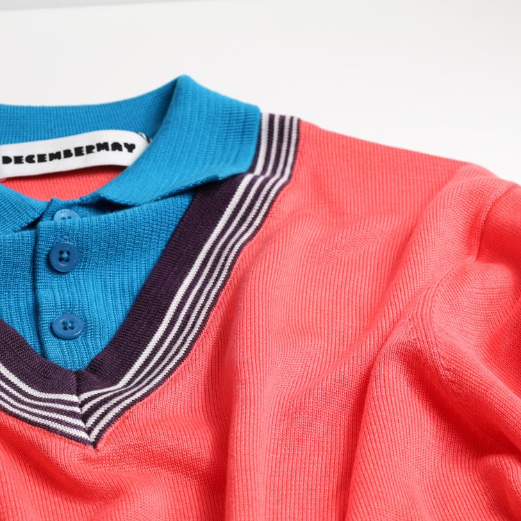 ディセンバーメイ ゴルフ ニットポロ メンズ レイヤード 長袖 セーター