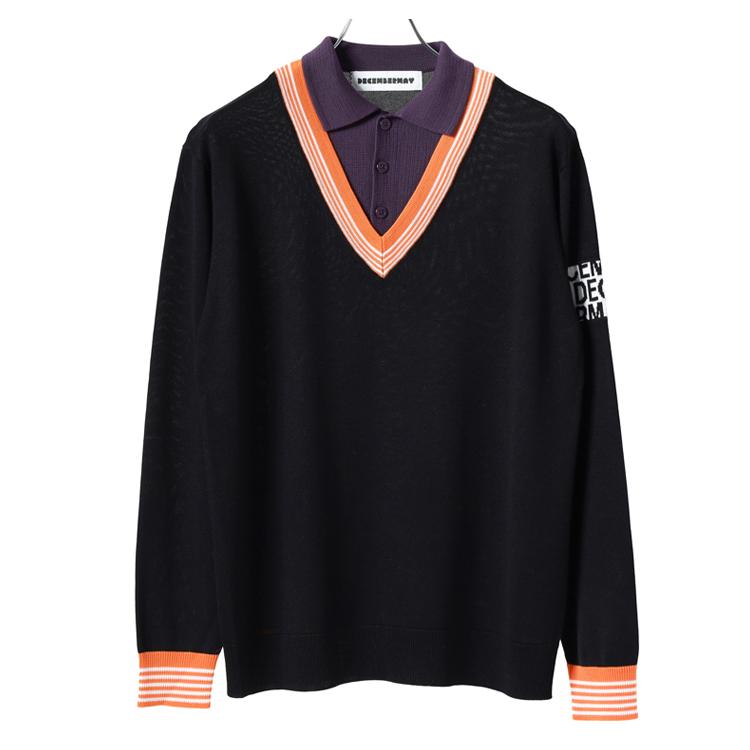 ディセンバーメイ ゴルフ ニットポロ メンズ レイヤード 長袖 セーター ニット ポロシャツ 保湿 吸湿 速乾 ゴルフウェア ブランド 1-312-1005 DECEMBERMAY ディセンバーメイ ゴルフ ニットポロ メンズ レイヤード 長袖 セーター