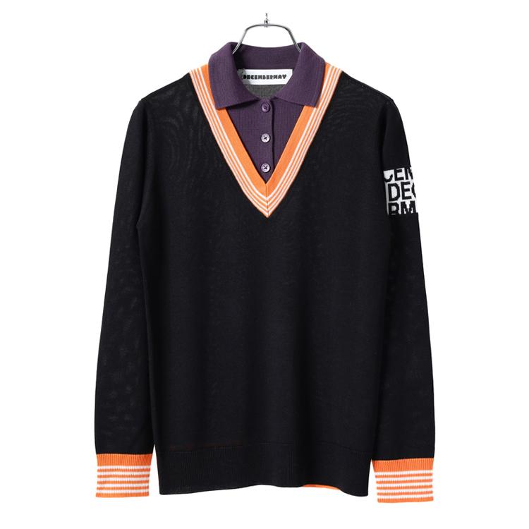 ディセンバーメイ ゴルフ ニットポロ レディース レイヤード 長袖 セーター ニット ポロシャツ 保湿 吸湿 速乾 ゴルフウェア ブランド 2-312-1005 DECEMBERMAY ディセンバーメイ ゴルフ ニットポロ レディース レイヤード 長袖