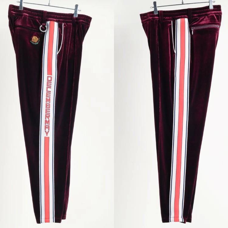 ディセンバーメイ ゴルフ パンツ メンズ ベロア ロゴライン ストレッチ