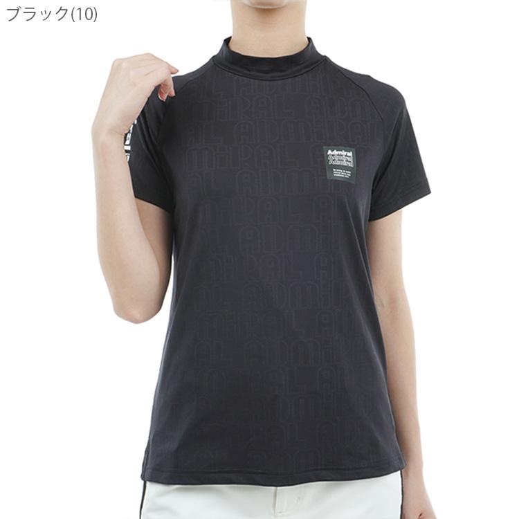 【新品】アドミラル サイズL モックネック半袖 ブラック レディース Admiral Golf（アドミラルゴルフ） シャツ レディース モックネック