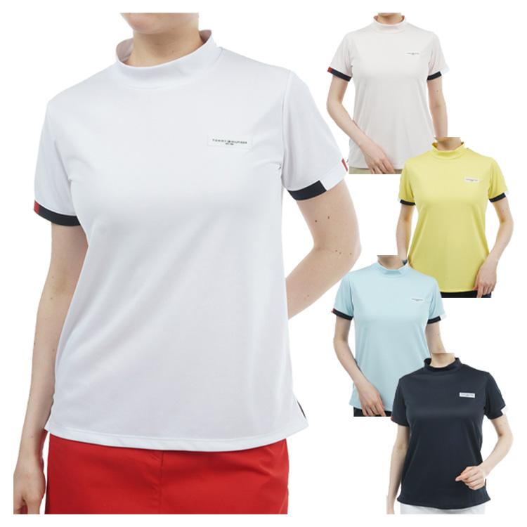 トミーヒルフィガー ゴルフ モックシャツ レディース 半袖 シャツ モックネック 吸水速乾 ゴルフウェア ブランド 無地 春 夏 THLA428 TOMMY HILFIGER GOLF（トミー ヒルフィガー ゴルフ） トミー