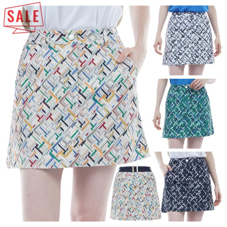 トミーヒルフィガー ゴルフ スカート レディース ボックススカート ミニスカート モノグラム ゴルフウェア ブランド 総柄 春 夏 THLA405 TOMMY HILFIGER GOLF（トミー ヒルフィガー ゴルフ） トミー