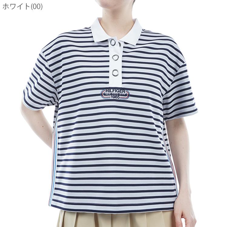 トミーヒルフィガー ゴルフ ポロシャツ レディース 半袖 シャツ 吸水速乾 ロゴ ゴルフウェア ブランド 総柄 ボーダー 春 夏 秋 THLA410 TOMMY HILFIGER GOLF（トミー ヒルフィガー ゴルフ） トミー