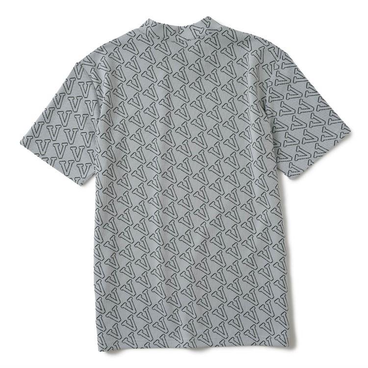 V12 ライトグレー 半袖モックネック V12（ヴィ・トゥエルヴ） ゴルフ モックシャツ メンズ 半袖 ハイネック