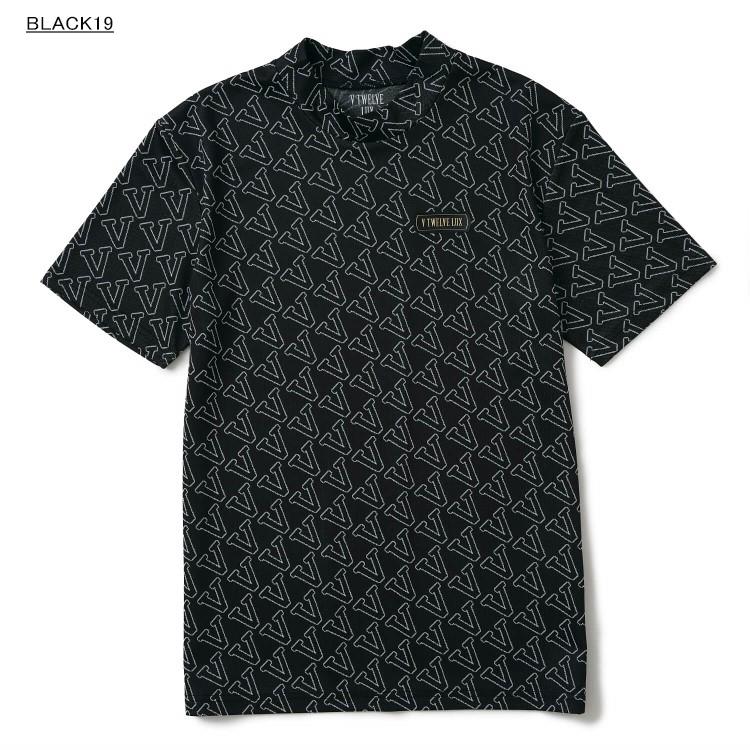 【新品】V12 LUX ゴルフ　メンズ　半袖　モックネック　黒　Mサイズ V12（ヴィ・トゥエルヴ） ゴルフ モックシャツ メンズ 半袖 ハイネック