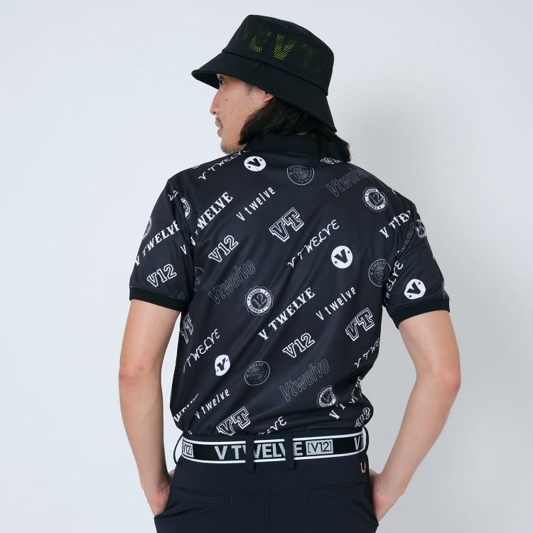 V12 ゴルフ ポロシャツ メンズ 半袖 シャツ ゴルフポロ 総柄 吸汗速乾  