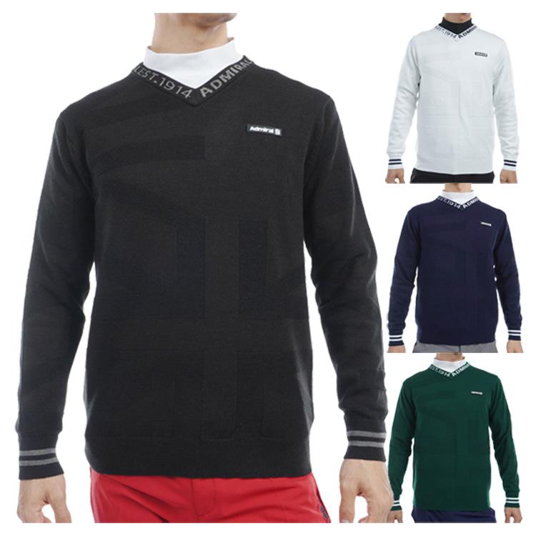 アドミラルゴルフ セーター メンズ 長袖 Vネック 静電気軽減 遠赤外線  