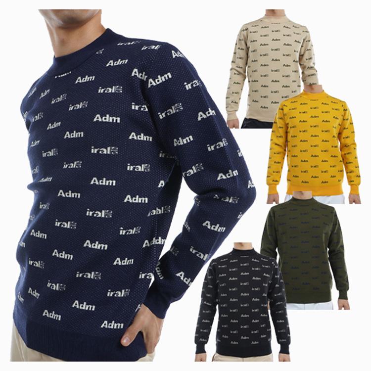 アドミラルゴルフ セーター メンズ 長袖 モックネック 静電気軽減 遠赤外線保温 軽量 ゴルフウェア ブランド ロゴ 無地 秋 冬 ADMA493 Admiral golf Admiral Golf（アドミラルゴルフ） セーター メンズ 長袖 モックネック