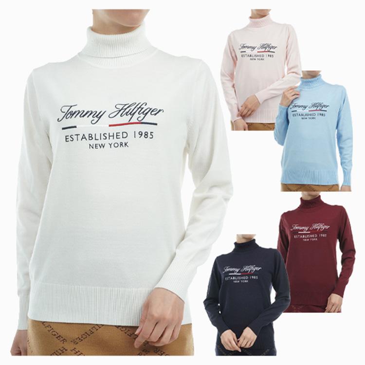 トミーヒルフィガー ゴルフ セーター レディース 長袖 タ—トルネック ハイネック ニット 遠赤外線保温 ホットレイ ゴルフウェア ブランド 無地 ロゴ 秋 冬 THLA480 TOMMY HILFIGER GOLF（トミー ヒルフィガー ゴルフ） トミー