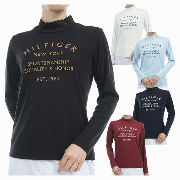 トミーヒルフィガー ゴルフ モックシャツ レディース 長袖 シャツ モックネック ハイネック 吸湿発熱 ストレッチ ゴルフウェア ブランド 無地 ロゴ 秋 冬 THLA486 TOMMY HILFIGER GOLF（トミー ヒルフィガー ゴルフ） トミー