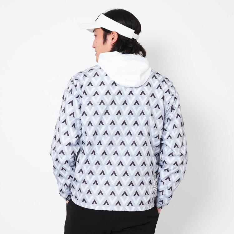 V12 ゴルフ ジャケット メンズ ブルゾン 長袖 ナイロンジャケット フルジップ ダブルジップ ゴルフウェア 撥水 フード 軽量 小雨対応 ブランド 総柄 ロゴ  V122420-JK15 V12 GOLF V12（ヴィ・トゥエルヴ） ゴルフ ジャケット メンズ ブルゾン 長袖