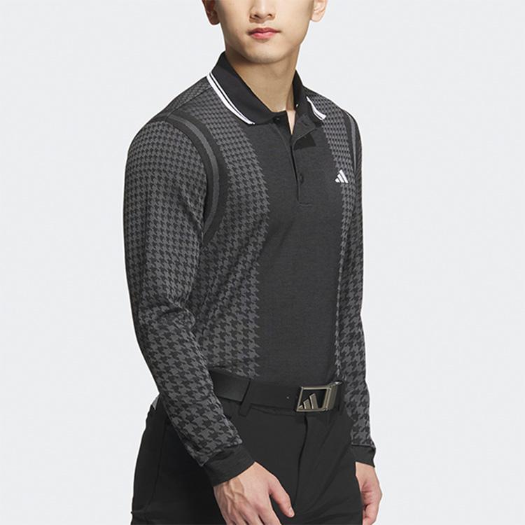 アディダス ゴルフ ポロシャツ メンズ 長袖 シャツ ポロ シームレス ゴルフウェア ブランド 総柄 千鳥格子柄 JSB97 adidas golf adidas（アディダス） ゴルフ ポロシャツ メンズ 長袖 シャツ ポロ