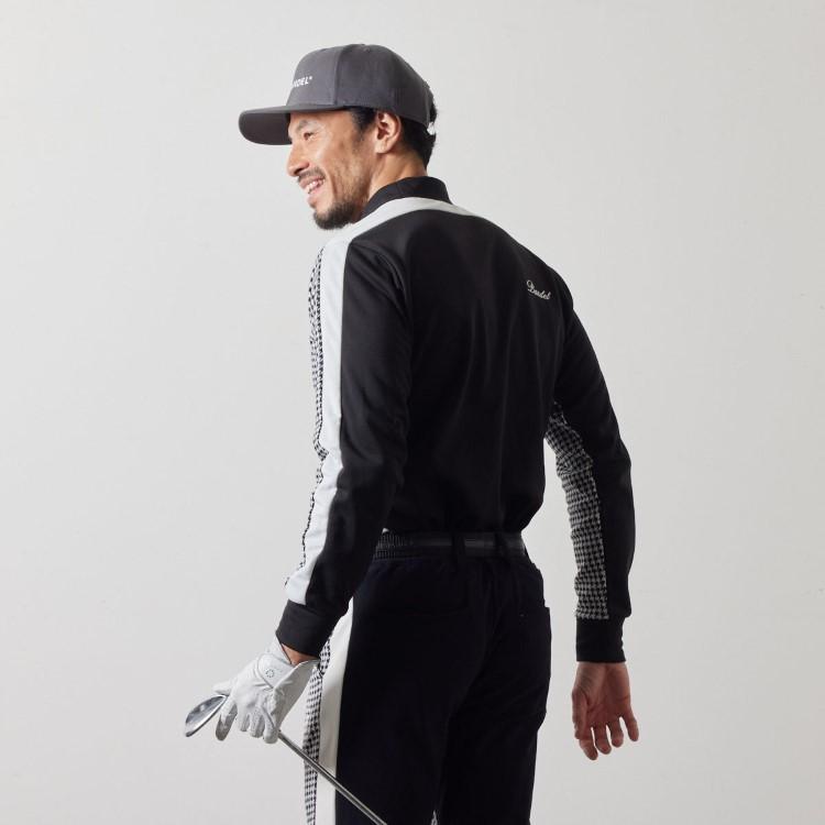 バンデル ゴルフ モックシャツ メンズ 長袖 シャツ ハイネック モックネック ストレッチ 保温 熱変換 速乾 千鳥格子柄 ゴルフウェア ブランド ロゴ BANDEL GOLF BGS-4AHBMC BANDEL（バンデル） ゴルフ モックシャツ メンズ 長袖 シャツ