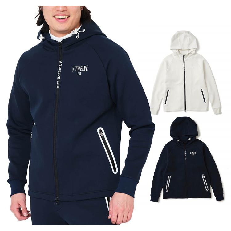 V12 パーカー サイズM ヴィ・トゥエルヴ Hoodie ゴルフ GOLF V12（ヴィ・トゥエルヴ） ゴルフ パーカー メンズ 長袖 フルジップ LUX