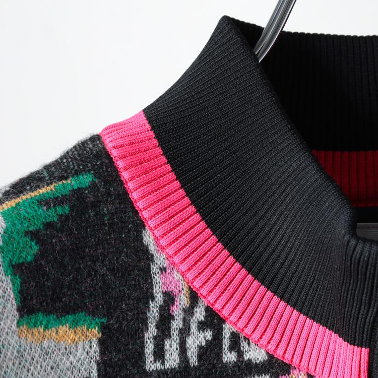 ディセンバーメイ ゴルフ ブルゾン メンズ 長袖 ニットブルゾン トップス フルジップ 防風裏地 保温 防風 軽量 総柄 ブランド DECEMBERMAY 1-412-1028 ディセンバーメイ ゴルフ ブルゾン メンズ 長袖 ニットブルゾン