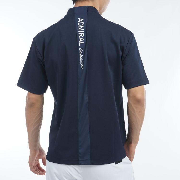 アドミラルゴルフ シャツ モックシャツ メンズ 半袖 モックネック 吸水速乾 ストレッチ ゴルフウェア ブランド ロゴ 無地 ADMA536 Admiral golf Admiral Golf（アドミラルゴルフ） シャツ モックシャツ メンズ 半袖