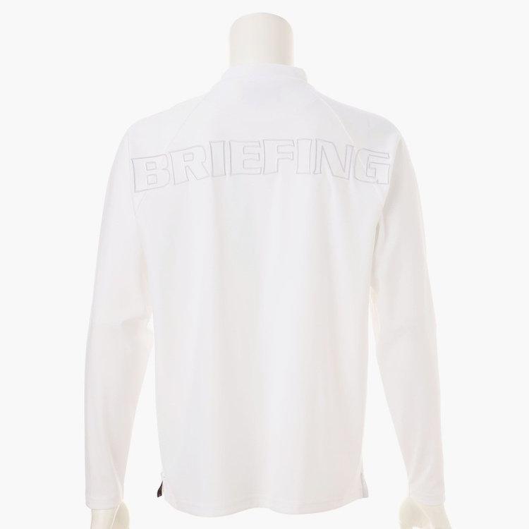 極美品★BRIEFINGゴルフ メンズMリラックス リブロゴモックネックシャツ白 BRIEFING GOLF（ブリーフィングゴルフ） ブリーフィング ゴルフ モック