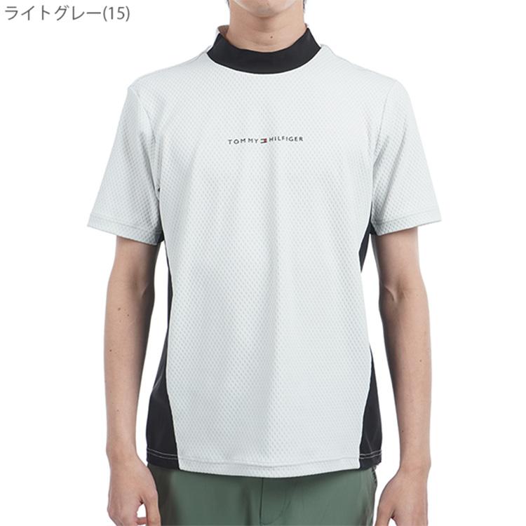 トミーヒルフィガー ゴルフ モックシャツ メンズ 半袖 シャツ モックネック ハイネック 軽量 ゴルフウェア ブランド 総柄 ロゴ 春 夏 秋 THMA537_8