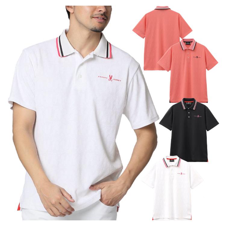 サイコバニー ゴルフ ポロシャツ メンズ 半袖 シャツ ポロ 速乾 ジャガード ゴルフウェア 総柄 春 夏 ブランド GF571 PSYCHO BUNNY Psycho Bunny サイコバニー ゴルフ ポロシャツ メンズ 半袖 シャツ