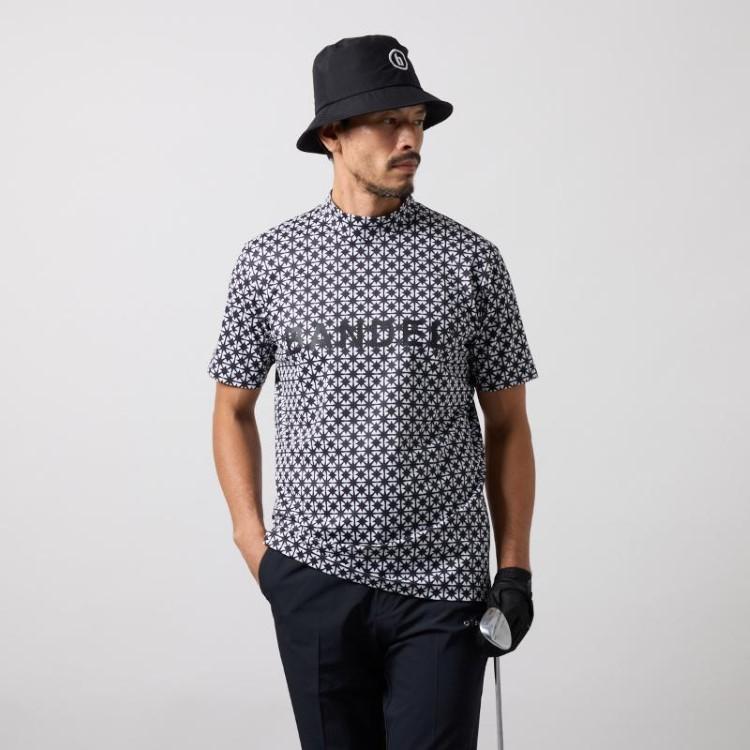 バンデル  ゴルフ モックシャツ メンズ 半袖 シャツ ハイネック モックネック ストレッチ UVカット 接触冷感 総柄 ゴルフウェア ブランド シンプル ロゴ BANDEL GOLF BGS-5SAOMC BANDEL（バンデル） ゴルフ モックシャツ メンズ 半袖 シャツ