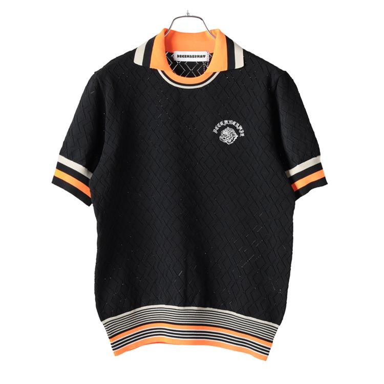 ディセンバーメイ ゴルフ ポロシャツ メンズ 半袖 シャツ クルーネック ダイア柄 ニット ストレッチ 軽量 ニットポロシャツ ゴルフウェア ブランド DECEMBERMAY 1-505-1008 ディセンバーメイ ゴルフ ポロシャツ メンズ 半袖 シャツ クルーネック