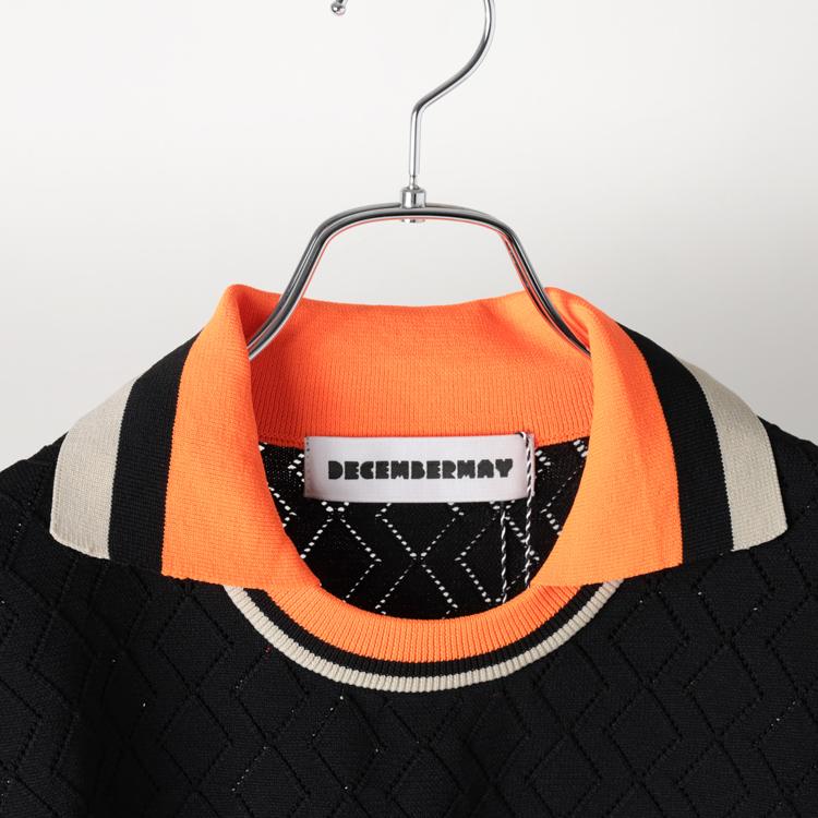 ディセンバーメイ ゴルフ ポロシャツ メンズ 半袖 シャツ クルーネック ダイア柄 ニット ストレッチ 軽量 ニットポロシャツ ゴルフウェア ブランド DECEMBERMAY 1-505-1008 ディセンバーメイ ゴルフ ポロシャツ メンズ 半袖 シャツ クルーネック