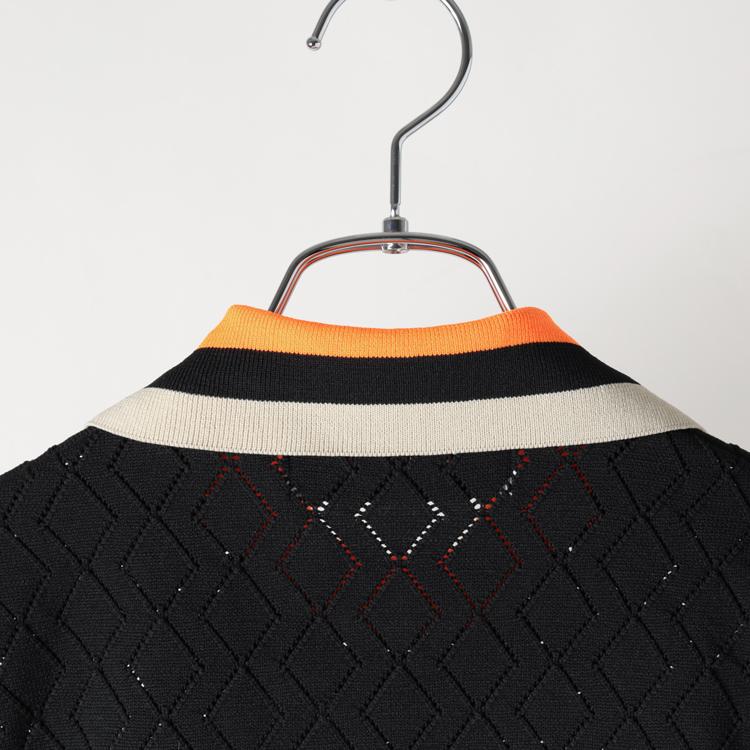 ディセンバーメイ ゴルフ ポロシャツ レディース 半袖 シャツ クルーネック ダイア柄 ニット ストレッチ 軽量 ニットポロシャツ ゴルフウェア ブランド DECEMBERMAY 2-505-1008 ディセンバーメイ ゴルフ ポロシャツ レディース 半袖 シャツ クルー