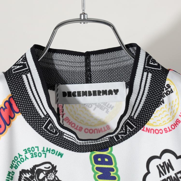 ディセンバーメイ ゴルフ モックシャツ メンズ 半袖 ハイネック モックネック メッシュ ストレッチ 吸汗速乾 軽量 防透 UVカット 総柄 ゴルフウェア ブランド ロゴ 1-505-0155 DECEMBERMAY ディセンバーメイ ゴルフ モックシャツ メンズ 半袖 ハイネック