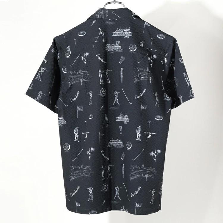 DECEMBERMAY ゴルフウェア 半袖シャツ ブラック ディセンバーメイ ゴルフ シャツ メンズ 半袖 ボタンシャツ シア