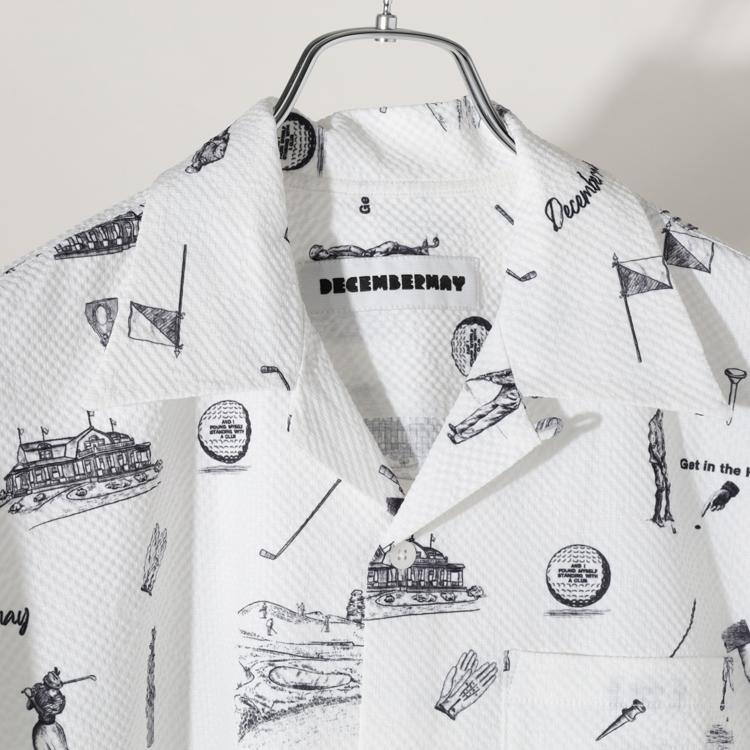 ディセンバーメイ ゴルフ シャツ メンズ 半袖 シアサッカー ストレッチ