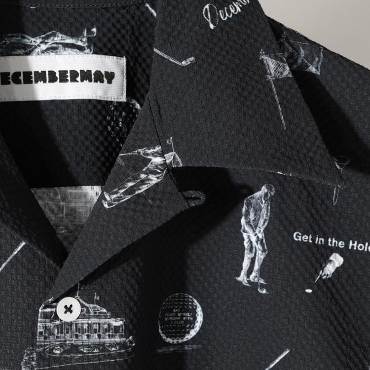 ディセンバーメイ ゴルフ シャツ メンズ 半袖 シアサッカー ストレッチ