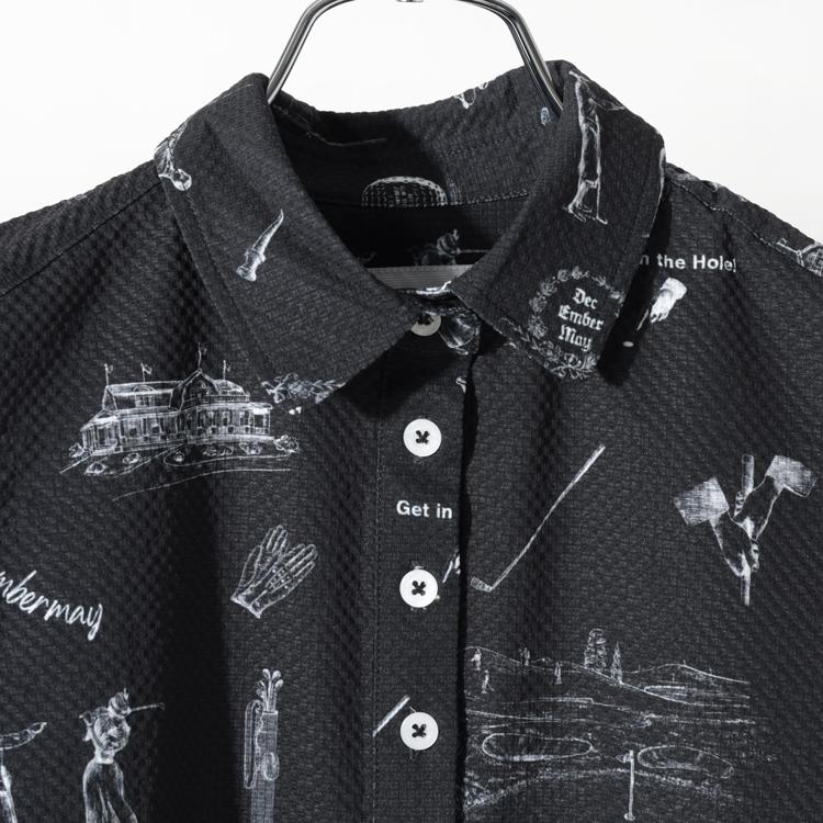 ディセンバーメイ ゴルフ ポロシャツ レディース ノースリーブ シャツ シアサッカー ストレッチ 吸湿速乾 ゴルフウェア 総柄 ブランド DECEMBERMAY 2-505-1112 ディセンバーメイ ゴルフ ポロシャツ レディース ノースリーブ シャツ