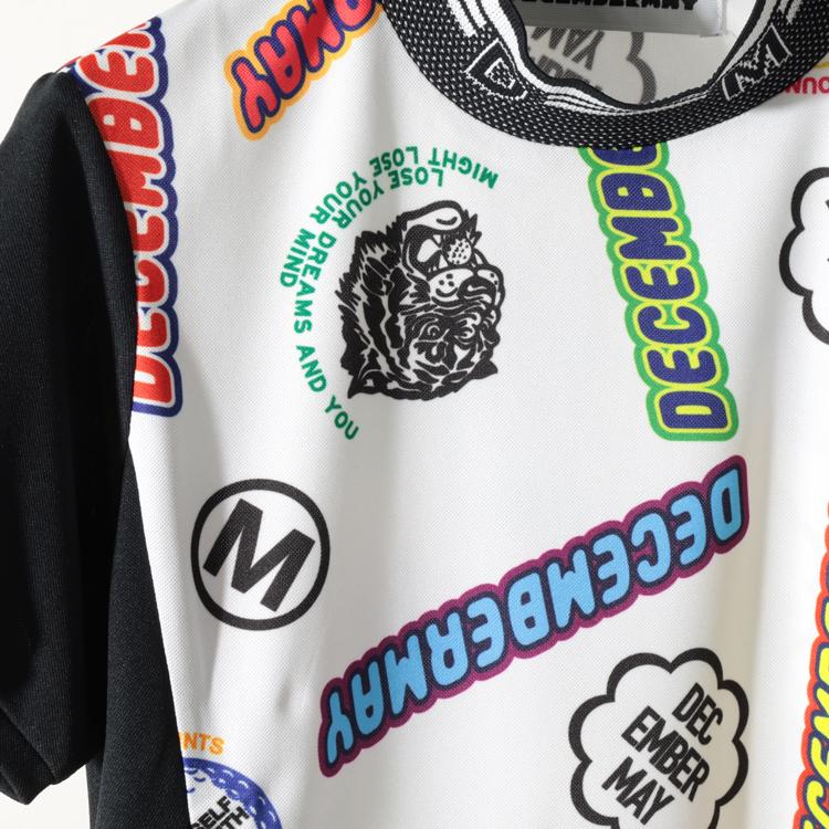 ディセンバーメイ ゴルフ モックシャツ レディース 半袖 ハイネック モックネック メッシュ ストレッチ 吸汗速乾 軽量 防透 UVカット 総柄 ゴルフウェア ブランド ロゴ 2-505-0155 DECEMBERMAY ディセンバーメイ ゴルフ モックシャツ レディース 半袖 ハイネック