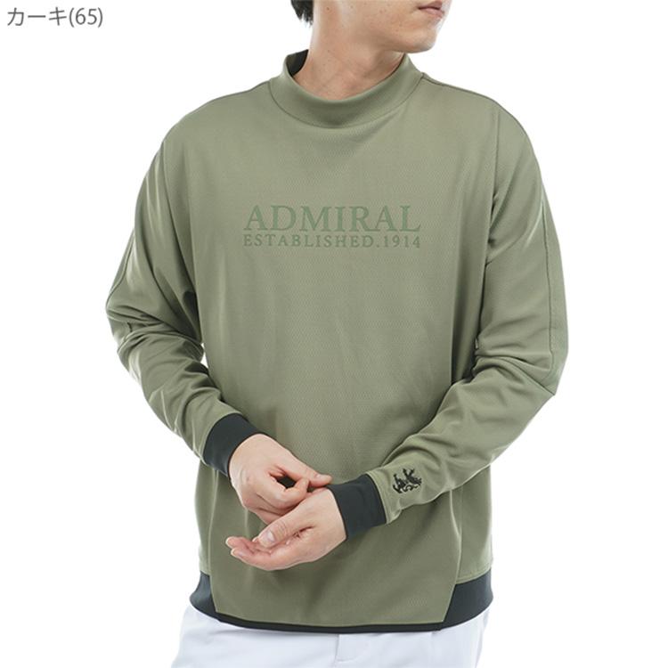 アドミラルゴルフ シャツ モックシャツ メンズ 長袖 モックネック 吸水速乾 UVカット カラタッチ ゴルフウェア ブランド ロゴ 無地 ADMA557 Admiral golf Admiral Golf（アドミラルゴルフ） シャツ モックシャツ メンズ 長袖