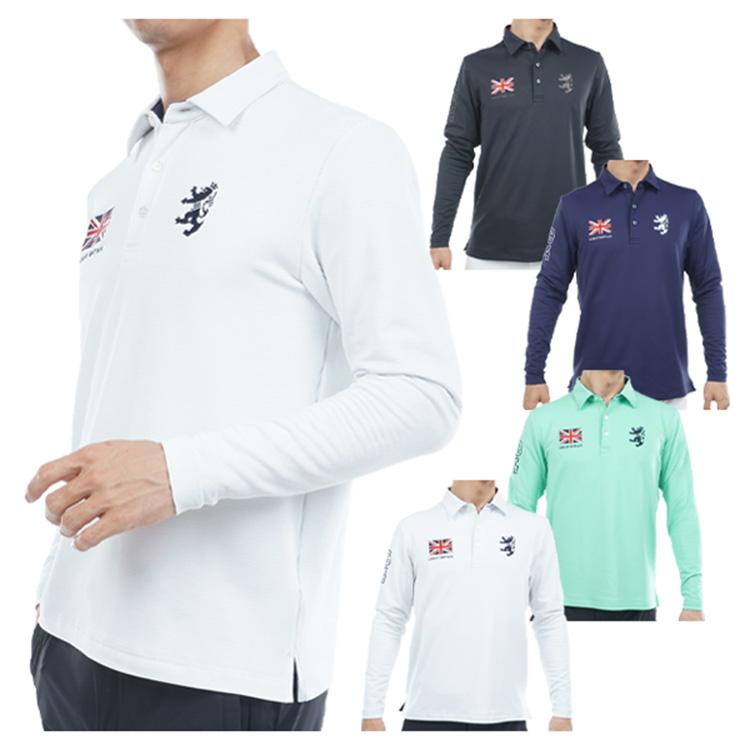 アドミラルゴルフ シャツ ポロシャツ メンズ 長袖 速ポカ ストレッチ 吸湿発熱 裏起毛 ゴルフウェア ブランド ロゴ 無地 春 秋 冬 ADMA590 Admiral golf Admiral Golf（アドミラルゴルフ） シャツ ポロシャツ メンズ 長袖 速