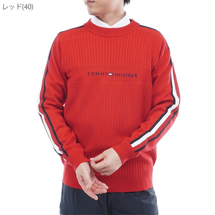 トミーヒルフィガー ゴルフ セーター メンズ 長袖 ニット クルーネック ストレッチ ゴルフウェア ブランド 総柄 ストライプ柄 ロゴ 秋 冬 THMA581 TOMMY HILFIGER GOLF（トミー ヒルフィガー ゴルフ） トミー