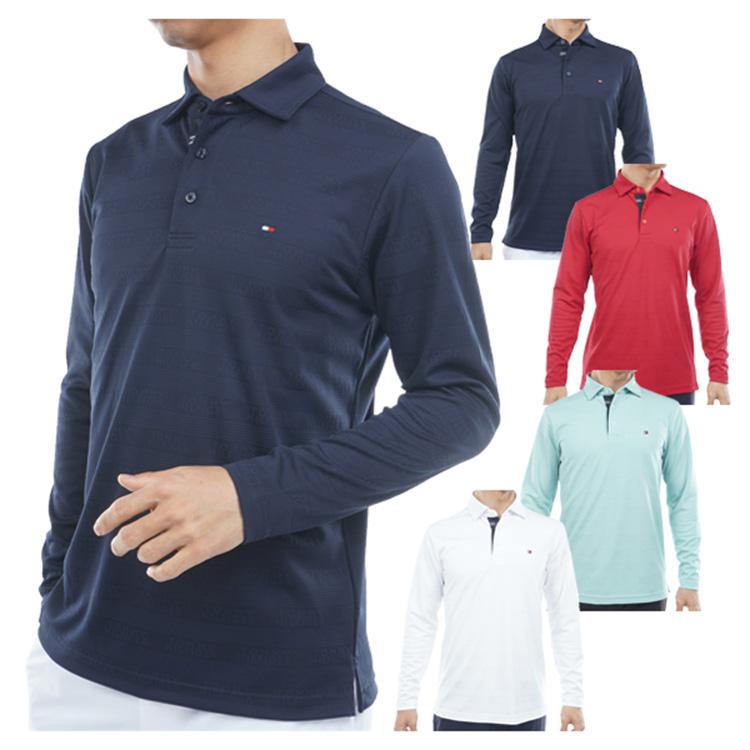 トミーヒルフィガー ゴルフ ポロシャツ メンズ 長袖 シャツ 吸水速乾 UVカット 抗菌防臭 ゴルフウェア ブランド 無地 ロゴ 春 秋 冬 THMA568 TOMMY HILFIGER GOLF（トミー ヒルフィガー ゴルフ） トミー