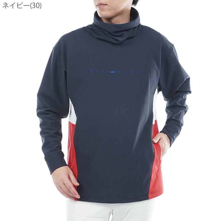 トミーヒルフィガー ゴルフ スウェット メンズ 長袖 ハイネック ニット トレーナー ネックウォーマー付 ストレッチ ゴルフウェア ブランド 無地 ロゴ 秋 冬 THMA583 TOMMY HILFIGER GOLF（トミー ヒルフィガー ゴルフ） トミー