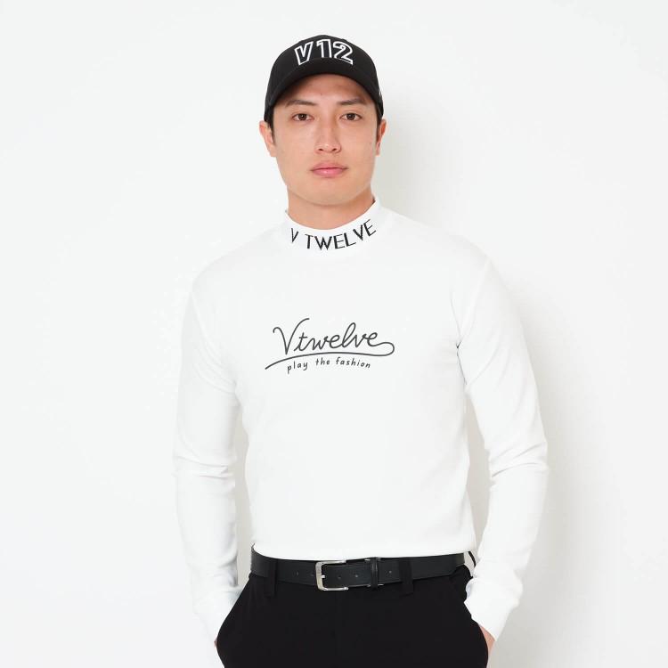VTWELVE モックネックシャツ ホワイトサイズXXL V12（ヴィ・トゥエルヴ） ゴルフ モックシャツ メンズ 長袖 シャツ