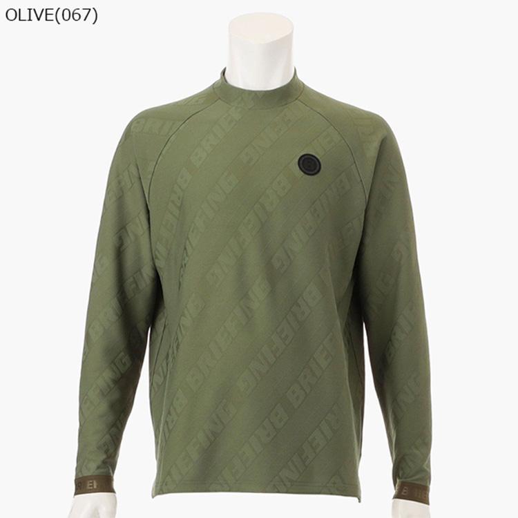 【美品】BRIEFING GOLFモックネックシャツ 裏起毛 オリーブ Lサイズ BRIEFING GOLF（ブリーフィングゴルフ） ブリーフィング ゴルフ モック