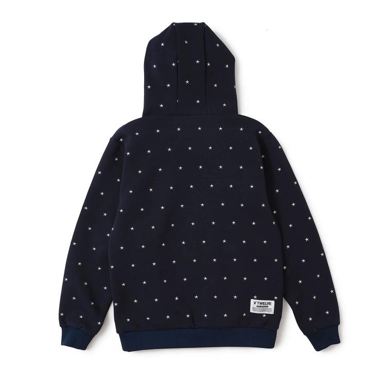 V12 ゴルフ パーカー メンズ 長袖 プルオーバー ストレッチ トレーナー フード 総柄 星柄 ロゴ ゴルフウェア ブランド V122520-SW05 V12 GOLF V12（ヴィ・トゥエルヴ） ゴルフ パーカー メンズ 長袖 プルオーバー