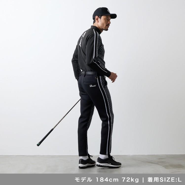 バンデル ゴルフ モックシャツ メンズ 長袖 シャツ ハイネック モックネック ストレッチ 保温 裏起毛 総柄 ゴルフウェア ブランド ロゴ BANDEL GOLF BGS-5AASMCの画像